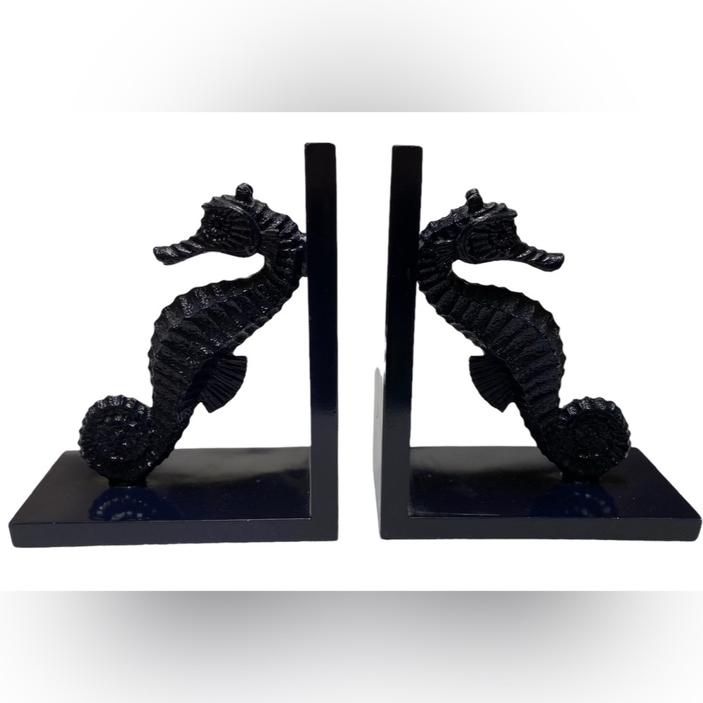 Seahorse Bookends Navy Blue Resin Nautical Target Home Beach Coastal Decor